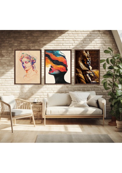Modern Tarz Mdf Plastik Çerçeveli 3'lu Dekoratif Tablo 139 modelleri