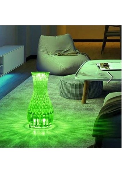 Sürahi Model USB Şarjlı Kumandalı 16 Farklı Işık Modlu Masa Üstü Kristal Akrilik Lamba LED (4887) fırsatları