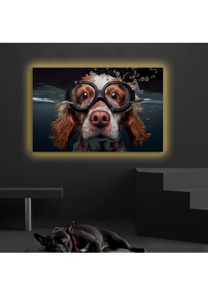 LED Işıklı Kanvas Tablo, 3D Dekoratif Baskılı Tablo Yapay Zeka Desteksli Hayvanlar 188