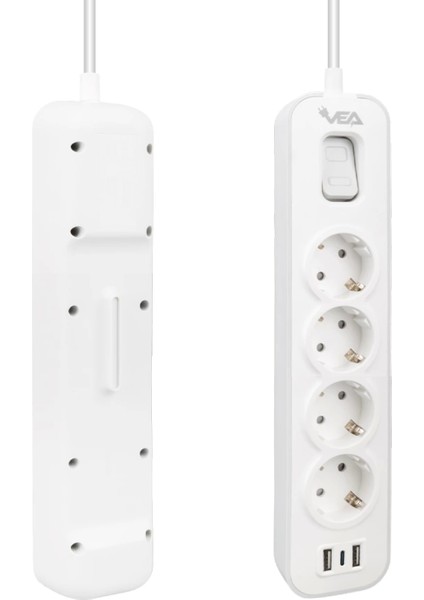 VE-NOVA104U A Class 4lü 2 Usbli Anahtarlı 1.5 Metre Akım Korumalı Grup Priz (Made In Malaysıa) fiyatları