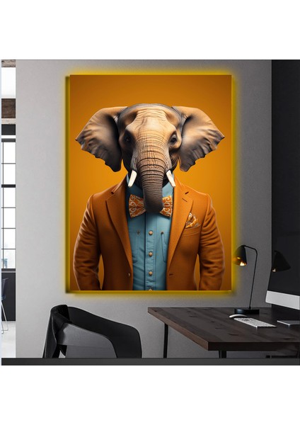 LED Işıklı Kanvas Tablo, 3D Dekoratif Baskılı Tablo Yapay Zeka Desteksli Hayvanlar 438