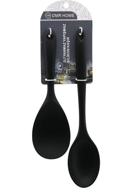 2pcs Silikon Kaşık Set Geniş Ağız= 6.6x9.5cm--22.5cm Dar Ağız= 5.8X8CM--27.5CM (4887)
