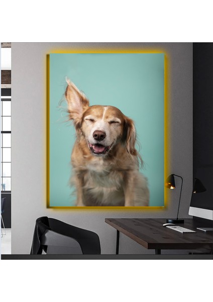 LED Işıklı Kanvas Tablo, 3D Dekoratif Baskılı Tablo Yapay Zeka Desteksli Hayvanlar 546