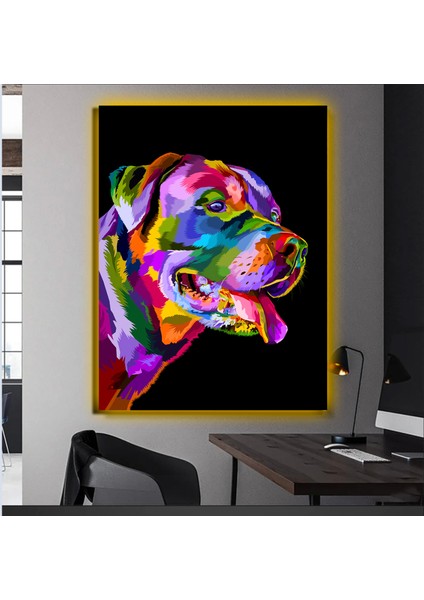 LED Işıklı Kanvas Tablo, 3D Dekoratif Baskılı Tablo Yapay Zeka Desteksli Hayvanlar 565