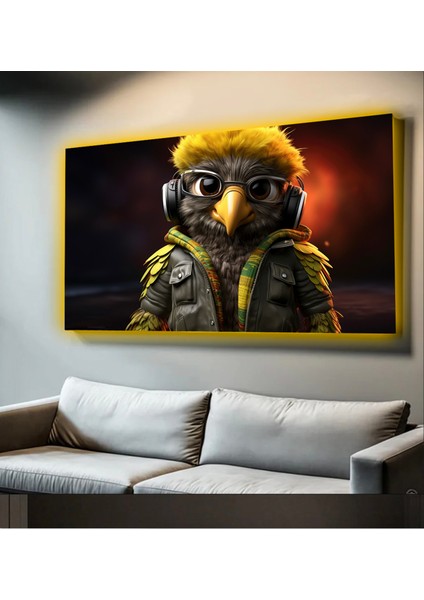 LED Işıklı Kanvas Tablo, 3D Dekoratif Baskılı Tablo Yapay Zeka Desteksli Hayvanlar 129
