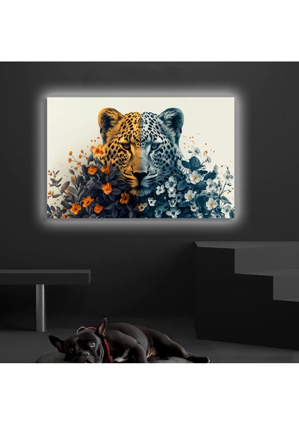 LED Işıklı Kanvas Tablo, 3D Dekoratif Baskılı Tablo Yapay Zeka Desteksli Hayvanlar 326