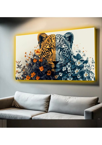 LED Işıklı Kanvas Tablo, 3D Dekoratif Baskılı Tablo Yapay Zeka Desteksli Hayvanlar 326