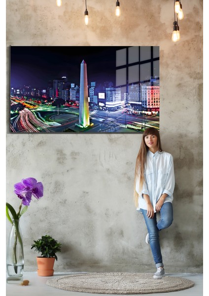 Şehirler ve Manzaralar, Yapay Zeka Destekli, 3D Dekoratif Baskı Yatay Cam Tablo 395