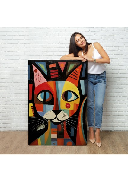 Pablo Picasso Tarzı - Soyut Renkli Kedi TABLO-7374