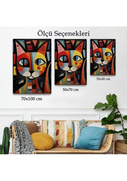 Pablo Picasso Tarzı - Soyut Renkli Kedi TABLO-7374