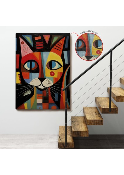 Pablo Picasso Tarzı - Soyut Renkli Kedi TABLO-7374