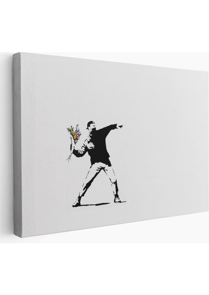 Bansky'nin Çiçek Atan Adam Eseri Kanvas TABLO-5111