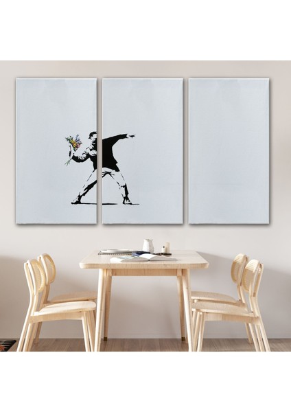 Bansky'nin Çiçek Atan Adam Eseri Kanvas TABLO-5111