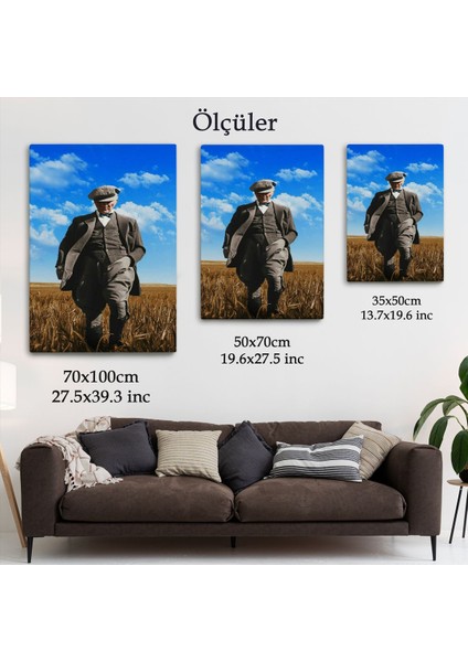 Atatürk Portre Tablosu Mustafa Kemal Atatürk Dikdörtgen Dekoratif Kanvas TABLO-FE-129
