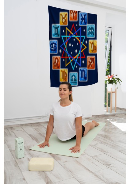 Bohem,yoga, Meditasyon,burçlar ve Mandala Temalı, Duvar Örtüsü 57