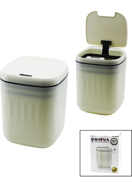 Hareket Sensörlü=otomatik Aç-Kapa Kapak - Pilli Plastik Çöp Kovası 20LT (4887)