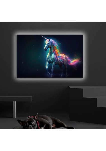 LED Işıklı Kanvas Tablo, 3D Dekoratif Baskılı Tablo Yapay Zeka Desteksli Hayvanlar 106