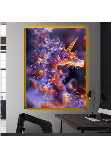 LED Işıklı Kanvas Tablo, 3D Dekoratif Baskılı Tablo Yapay Zeka Desteksli Hayvanlar 552