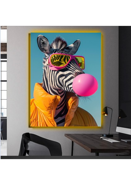 LED Işıklı Kanvas Tablo, 3D Dekoratif Baskılı Tablo Yapay Zeka Desteksli Hayvanlar 572