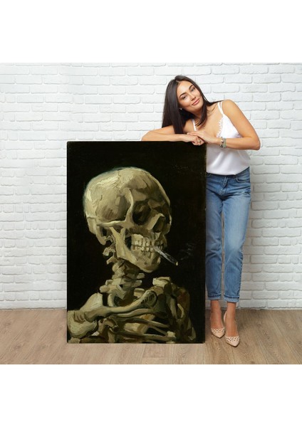 Vincent Van Gogh - Sigara Içen Kafatası Tablo - Skull Of A Skeleton With Burning CIGARETTE-7476