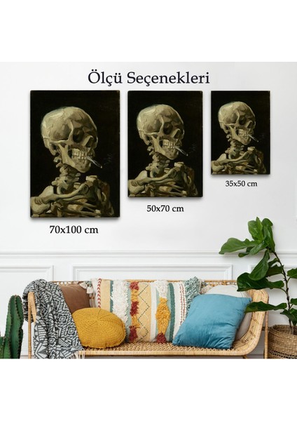 Vincent Van Gogh - Sigara Içen Kafatası Tablo - Skull Of A Skeleton With Burning CIGARETTE-7476