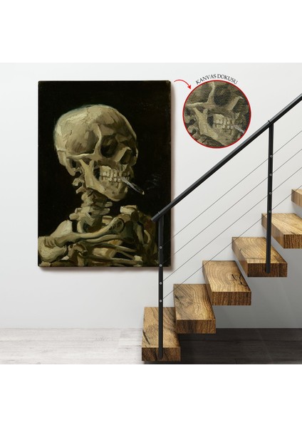 Vincent Van Gogh - Sigara Içen Kafatası Tablo - Skull Of A Skeleton With Burning CIGARETTE-7476