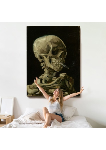 Vincent Van Gogh - Sigara Içen Kafatası Tablo - Skull Of A Skeleton With Burning CIGARETTE-7476
