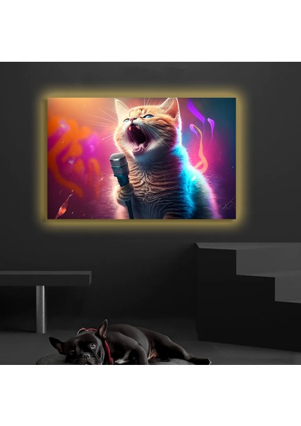 LED Işıklı Kanvas Tablo, 3D Dekoratif Baskılı Tablo Yapay Zeka Desteksli Hayvanlar 118