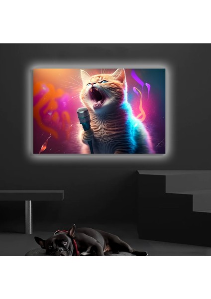 LED Işıklı Kanvas Tablo, 3D Dekoratif Baskılı Tablo Yapay Zeka Desteksli Hayvanlar 118