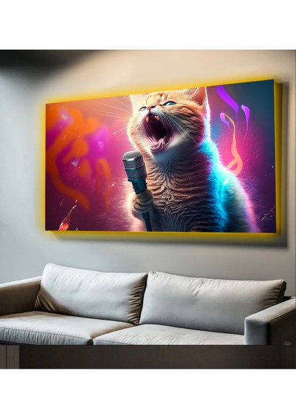 LED Işıklı Kanvas Tablo, 3D Dekoratif Baskılı Tablo Yapay Zeka Desteksli Hayvanlar 118