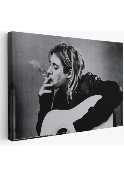 Kurt Cobain Sigara Içen Ünlü Baskı Duvar Sanatı Kanvas Tablo, Nirvana BASKI-5405