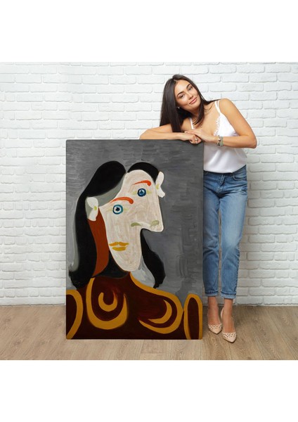 Pablo Picasso - Kahverengi Elbiseli Kadının Büst TABLOSU-8086