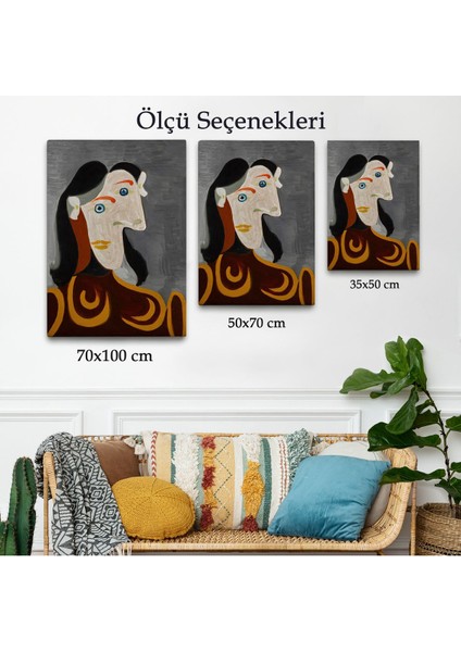 Pablo Picasso - Kahverengi Elbiseli Kadının Büst TABLOSU-8086