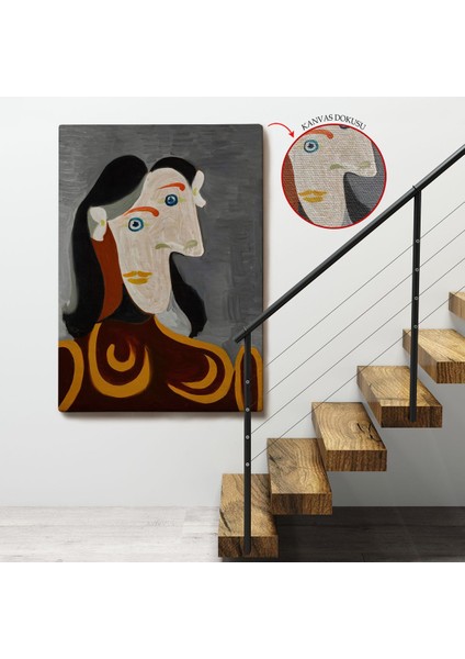Pablo Picasso - Kahverengi Elbiseli Kadının Büst TABLOSU-8086