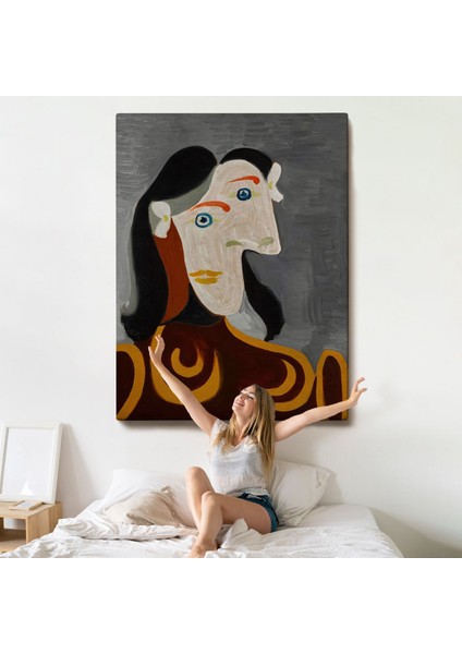 Pablo Picasso - Kahverengi Elbiseli Kadının Büst TABLOSU-8086