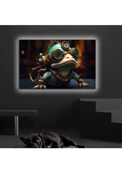 LED Işıklı Kanvas Tablo, 3D Dekoratif Baskılı Tablo Yapay Zeka Desteksli Hayvanlar 287