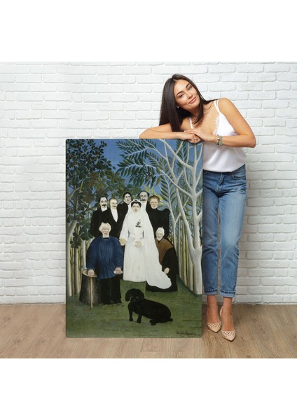 Çerçeveli Henri Emilien Rousseau - Düğün Partisi Tablosu - The Wedding PARTY-7436 fiyatları
