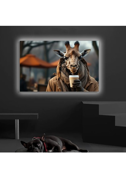 LED Işıklı Kanvas Tablo, 3D Dekoratif Baskılı Tablo Yapay Zeka Desteksli Hayvanlar 08