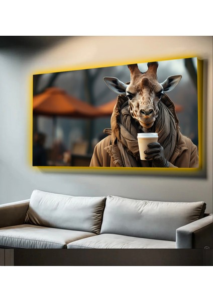 LED Işıklı Kanvas Tablo, 3D Dekoratif Baskılı Tablo Yapay Zeka Desteksli Hayvanlar 08