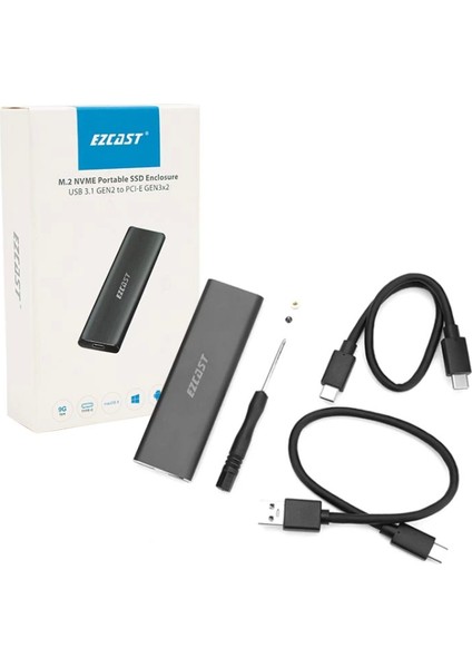M.2 Nvme SSD Destekli USB 3.1 Type-C SSD Harddısk Kutusu Sabit Sürücü Muhafazası (4887)