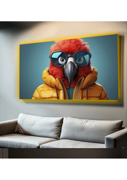 LED Işıklı Kanvas Tablo, 3D Dekoratif Baskılı Tablo Yapay Zeka Desteksli Hayvanlar 144