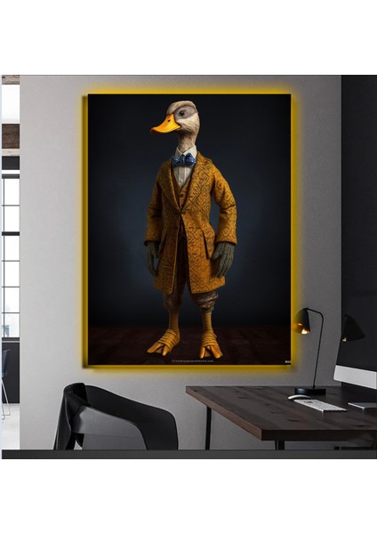 LED Işıklı Kanvas Tablo, 3D Dekoratif Baskılı Tablo Yapay Zeka Desteksli Hayvanlar 428