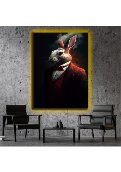LED Işıklı Kanvas Tablo, 3D Dekoratif Baskılı Tablo Yapay Zeka Desteksli Hayvanlar 505