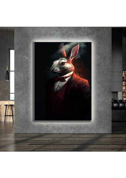 LED Işıklı Kanvas Tablo, 3D Dekoratif Baskılı Tablo Yapay Zeka Desteksli Hayvanlar 505