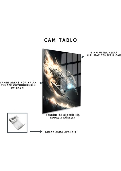 Space/uzay Yapay Zeka Özel Tasarım Cam Tablo Ofis, Mutfak Çocuk Odası, Salon 190