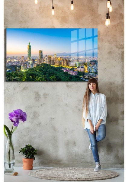 Şehirler ve Manzaralar, Yapay Zeka Destekli, 3D Dekoratif Baskı Yatay Cam Tablo 213