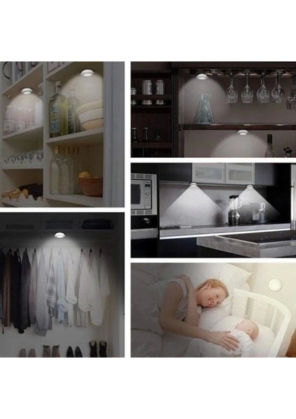3lü Uzaktan Kumandalı Pilli Yapışkanlı Kablosuz LED Spot Lambalar