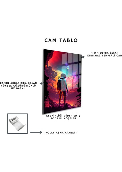 Space/uzay Yapay Zeka Özel Tasarım Cam Tablo Ofis, Mutfak Çocuk Odası, Salon 99