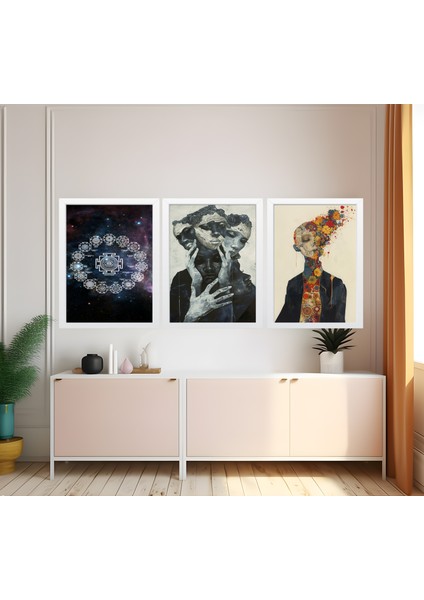 Modern Tarz Mdf Plastik Çerçeveli 3'lu Dekoratif Tablo 83 fiyatları