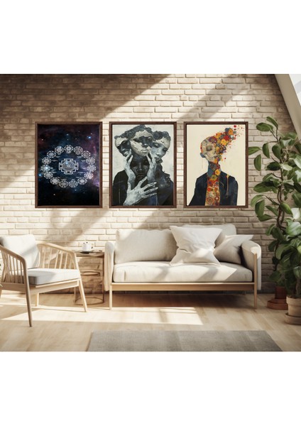 Modern Tarz Mdf Plastik Çerçeveli 3'lu Dekoratif Tablo 83 modelleri